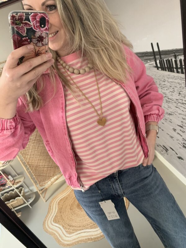 Bomber jacket jeans Azzurro - Pink