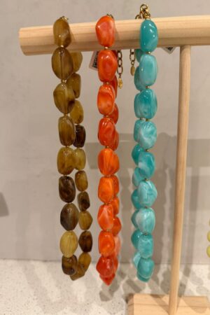 Ketting organische vormen - Bruin/Groen - Oranje - IJsblauw