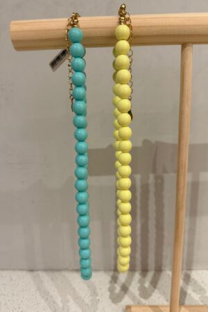 Ronde kralen ketting (kleine kraal) - IJsblauw en Licht geel