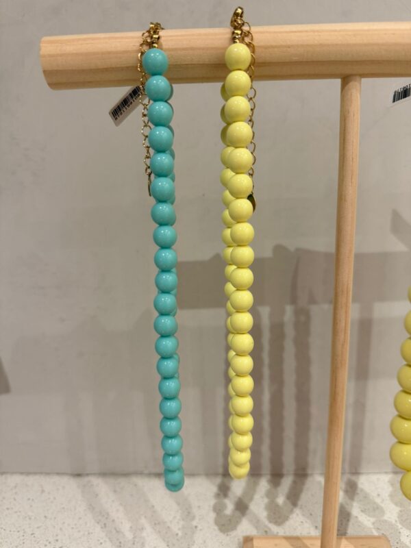 Ronde kralen ketting (kleine kraal) - IJsblauw en Licht geel