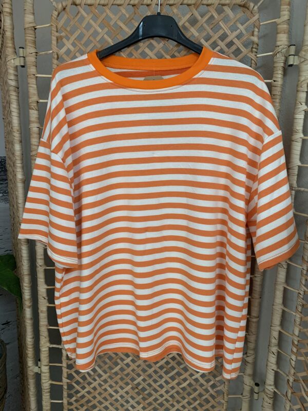 Streep t-shirt/shortsleeve - Oranje/Wit