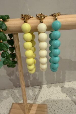 Armband ronde kraal - Geel - Offwhite - IJsblauw