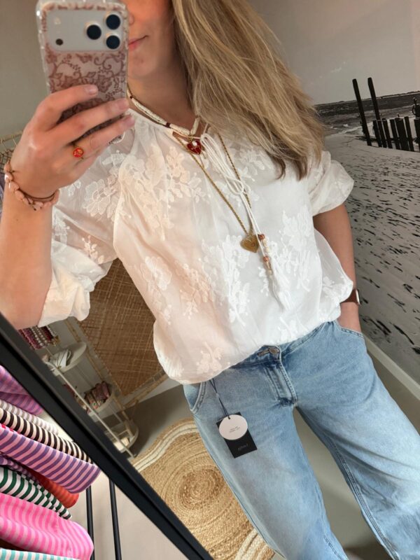 Broderie set - Blouse & short - Wit