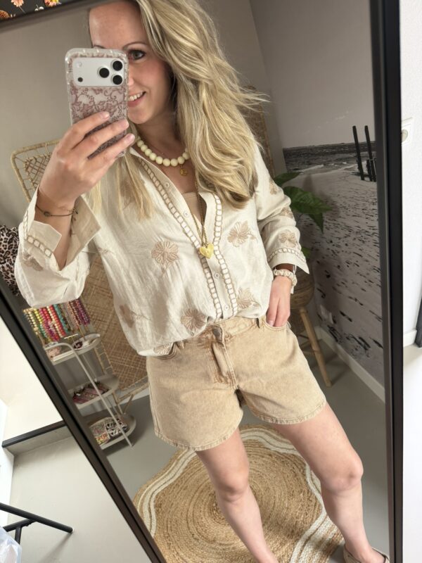 Blouse 'Flower' - Beige/Taupe - Kaylla