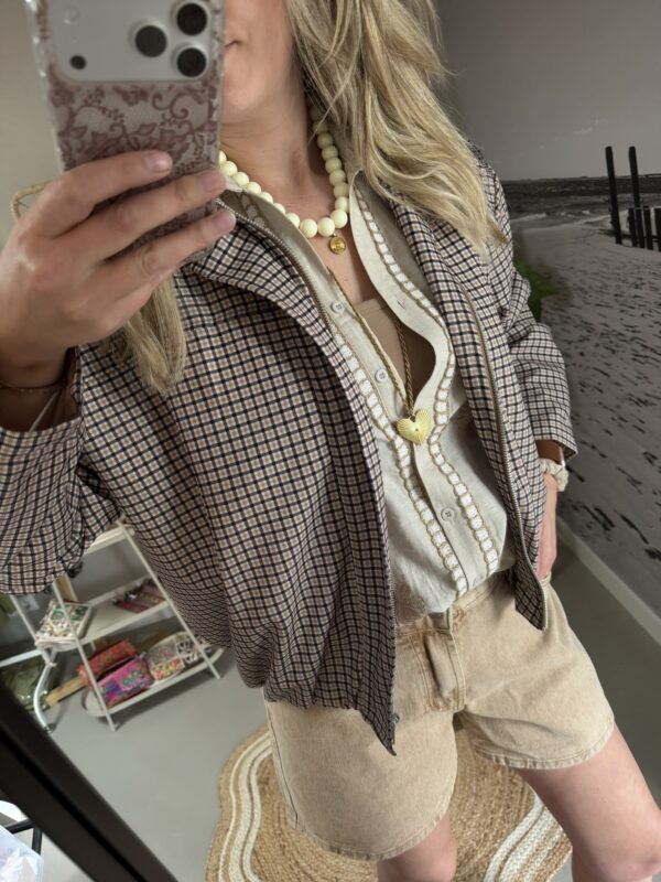 Bomberjasje ruitjes - Beige/Bruin/Taupe