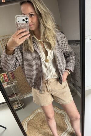 Bomberjasje ruitjes - Beige/Bruin/Taupe