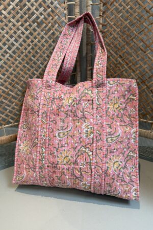 Quilt Shopper bag - Licht Roze bloem