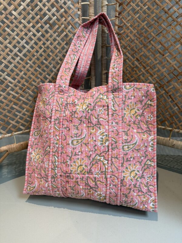 Quilt Shopper bag - Licht Roze bloem