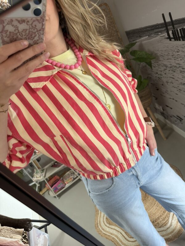 Spijkerjasje 'Stripe' - Rood/Geel