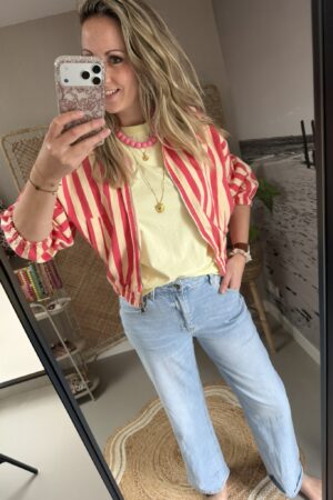 Spijkerjasje 'Stripe' - Rood/Geel