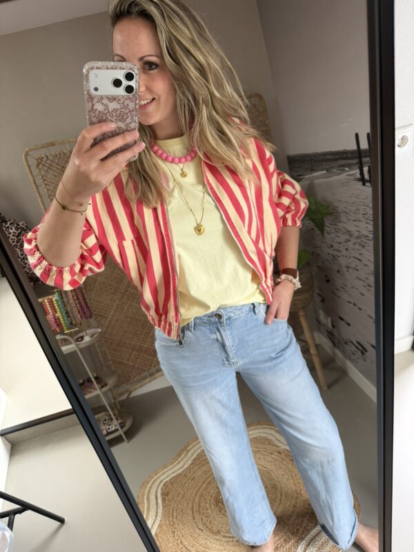 Spijkerjasje 'Stripe' - Rood/Geel