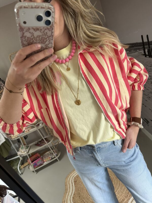 Spijkerjasje 'Stripe' - Rood/Geel