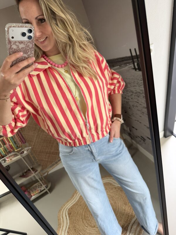 Spijkerjasje 'Stripe' - Rood/Geel