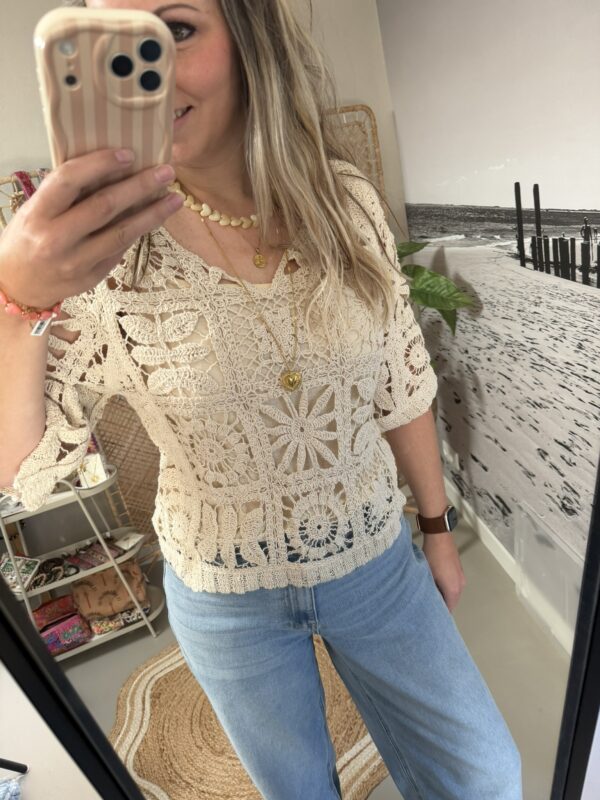 Top gehaakt - Beige (met binnen hemdje!)