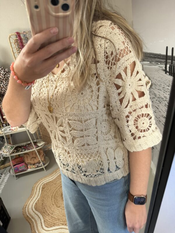 Top gehaakt - Beige (met binnen hemdje!)
