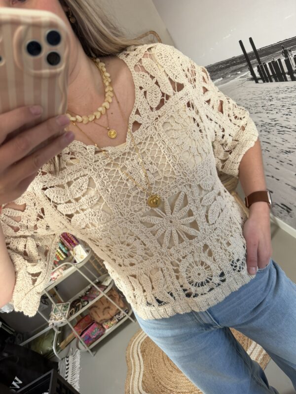 Top gehaakt - Beige (met binnen hemdje!)