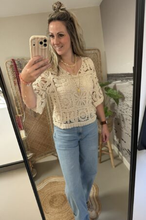 Top gehaakt - Beige (met binnen hemdje!)