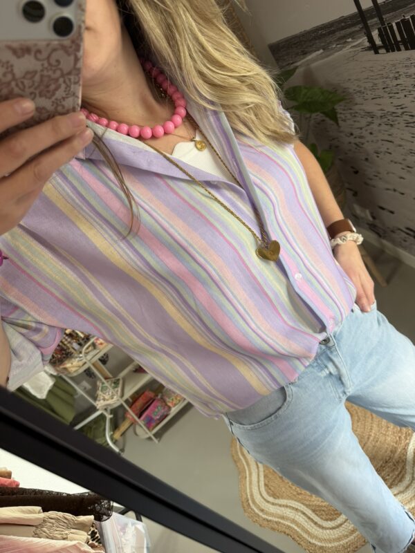 Blouse streep - Lila/Multicolour