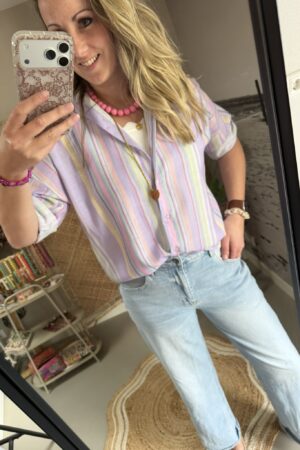 Blouse streep - Lila/Multicolour