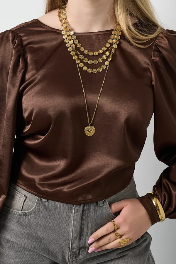 Lange ketting met hart bedel - Goud