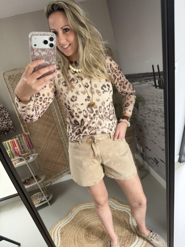 Mesh top - Beige/Bruin Panter