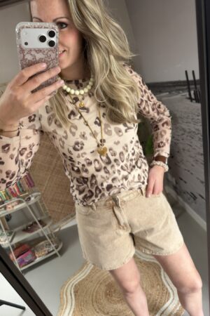 Mesh top - Beige/Bruin Panter
