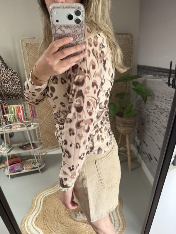 Mesh top - Beige/Bruin Panter
