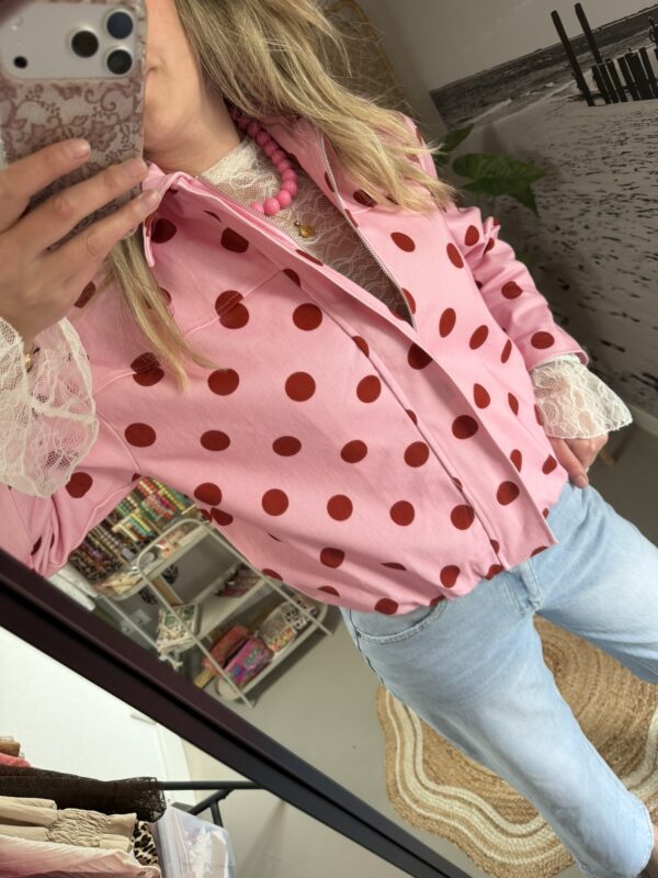 Spijkerjasje Dots - Bordeaux/Roze - Stippen