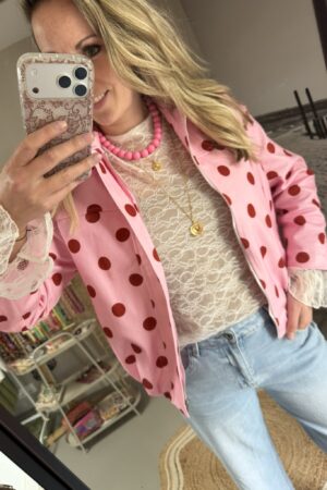 Spijkerjasje Dots - Bordeaux/Roze - Stippen