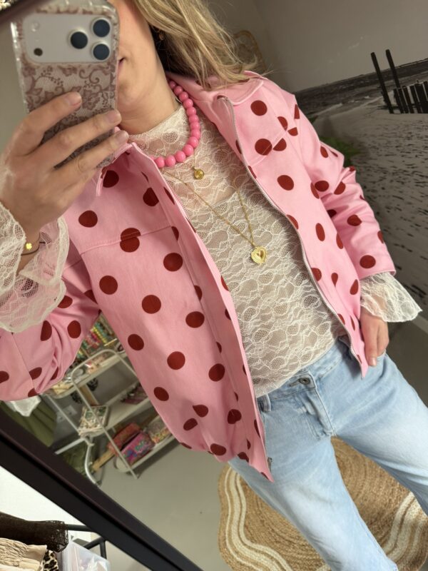 Spijkerjasje Dots - Bordeaux/Roze - Stippen
