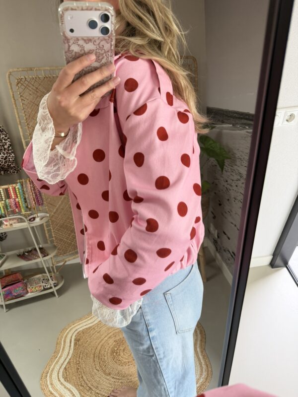 Spijkerjasje Dots - Bordeaux/Roze - Stippen