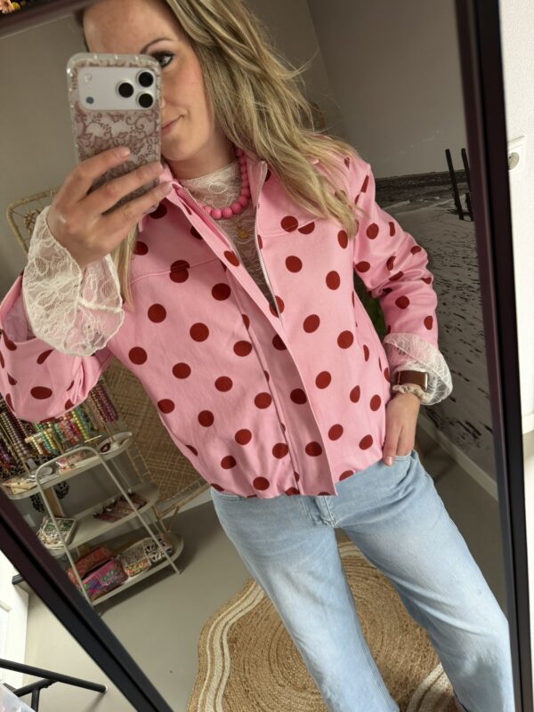 Spijkerjasje Dots - Bordeaux/Roze - Stippen