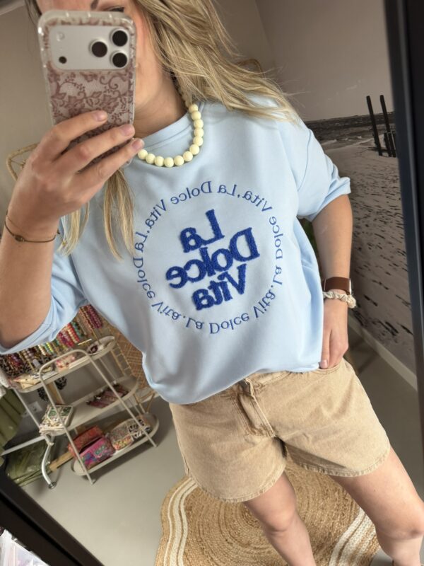 T-shirt/Sweater 'La Dolce Vita' - Roze/Geel