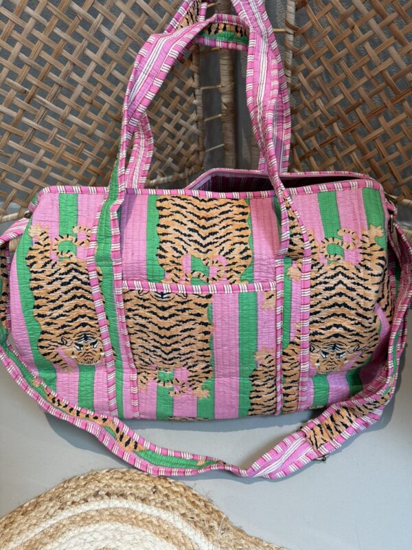 Weekend / Sporttas - Groen/Roze Tijger