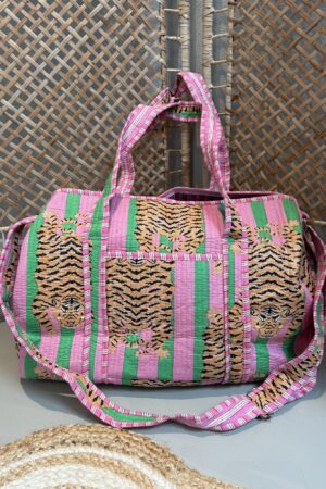 Weekend / Sporttas - Groen/Roze Tijger