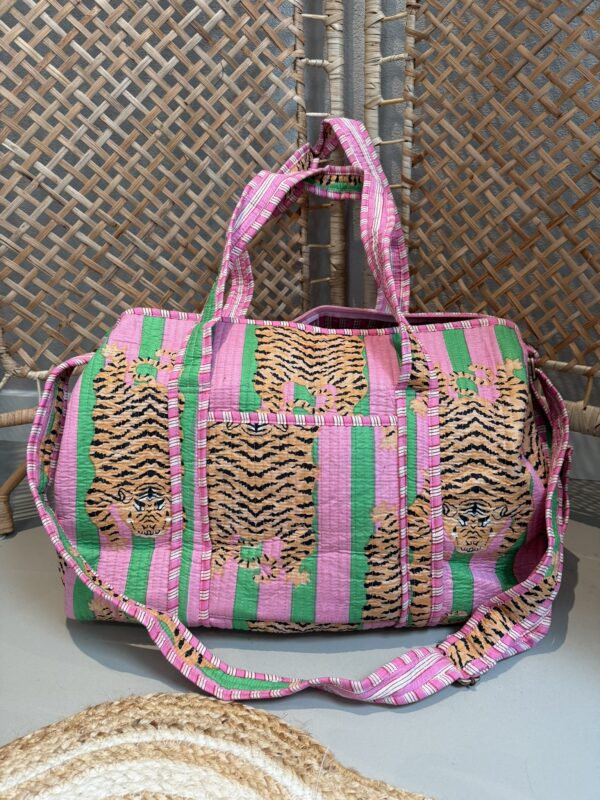 Weekend / Sporttas - Groen/Roze Tijger