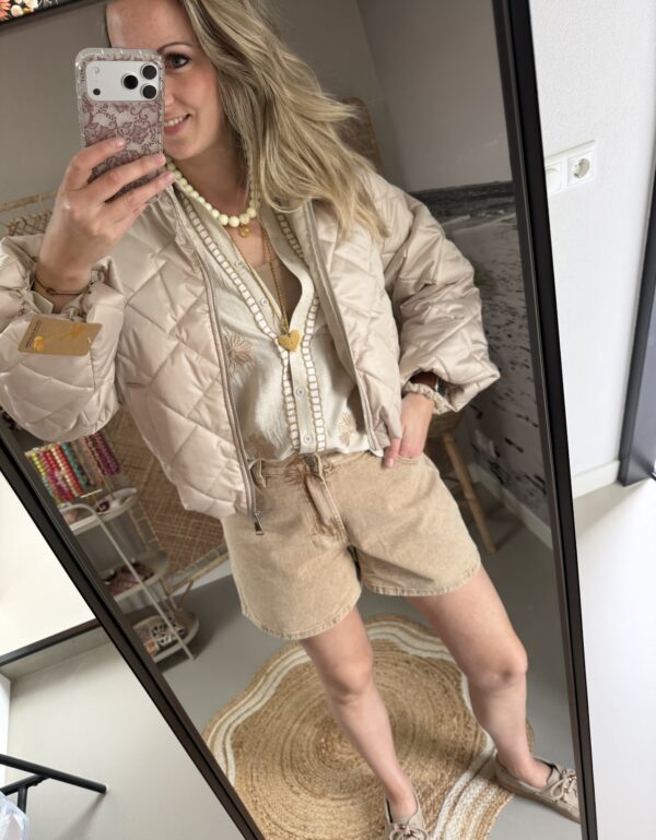 Zomerjasje (bombermodel) met ballon mouw - Beige