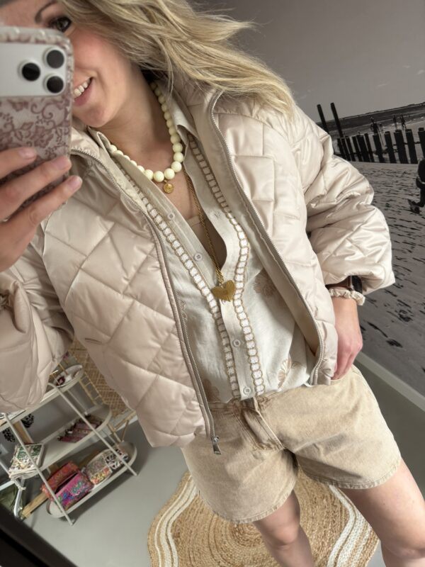 Zomerjasje (bombermodel) met ballon mouw - Beige