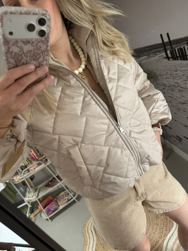 Zomerjasje (bombermodel) met ballon mouw - Beige