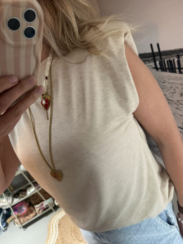Top 'Flo' - Mouwloos - Azzurro - Beige