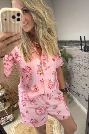Setje Top + short - Pink/Red