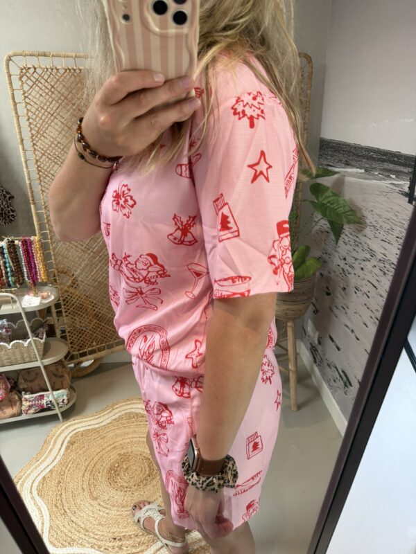 Setje Top + short - Pink/Red