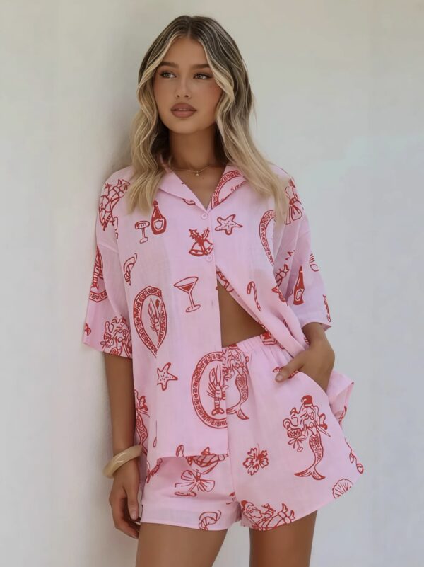 Setje Top + short - Pink/Red