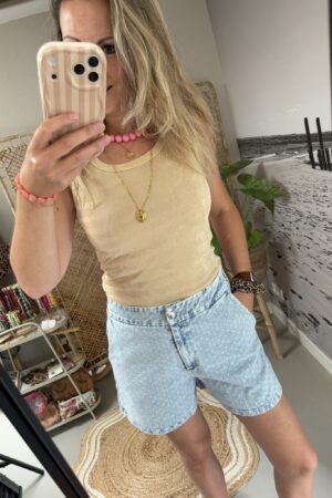 Top - Azzurro - Beige