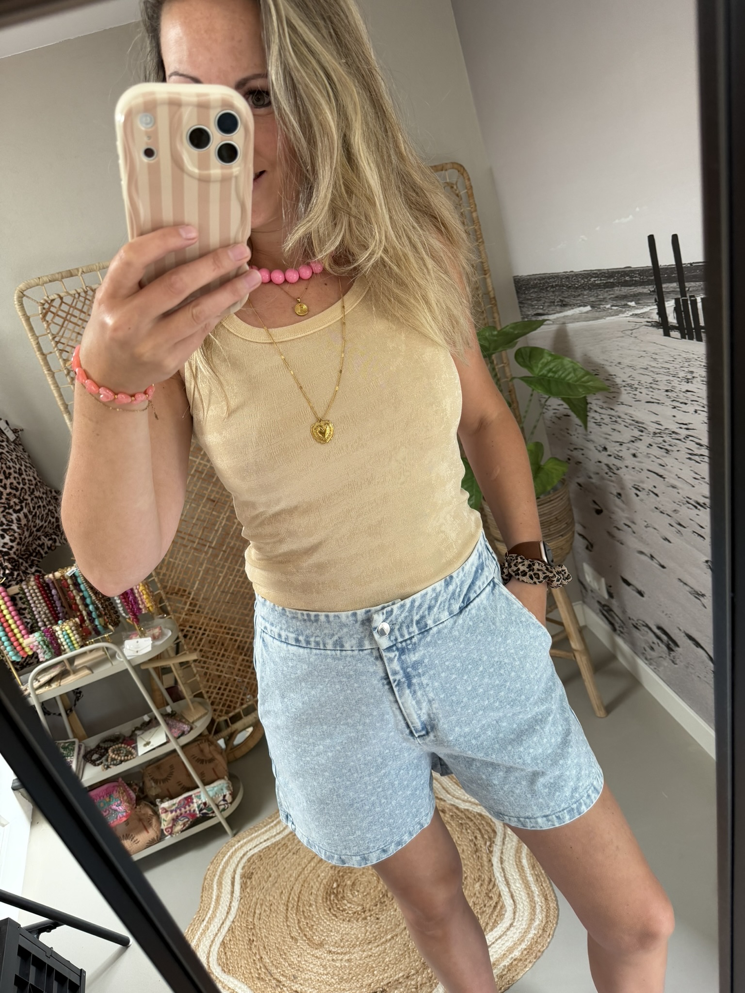 Top - Azzurro - Beige