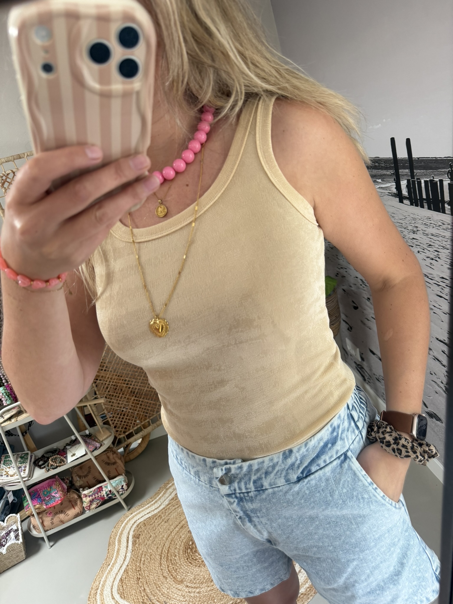 Top - Azzurro - Beige - Afbeelding 2