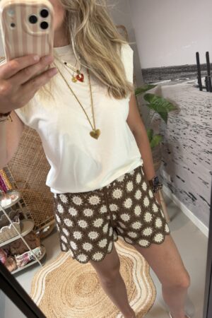 Top 'Flo' Mouwloos - Azzurro - Wit