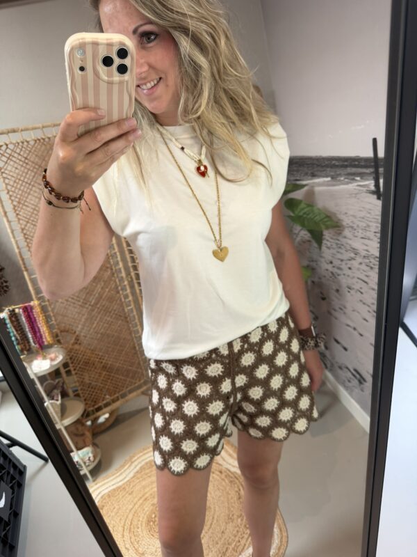 Top 'Flo' Mouwloos - Azzurro - Wit