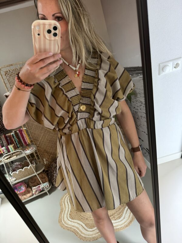 Jurkje streep - Olijfgroen/Taupe