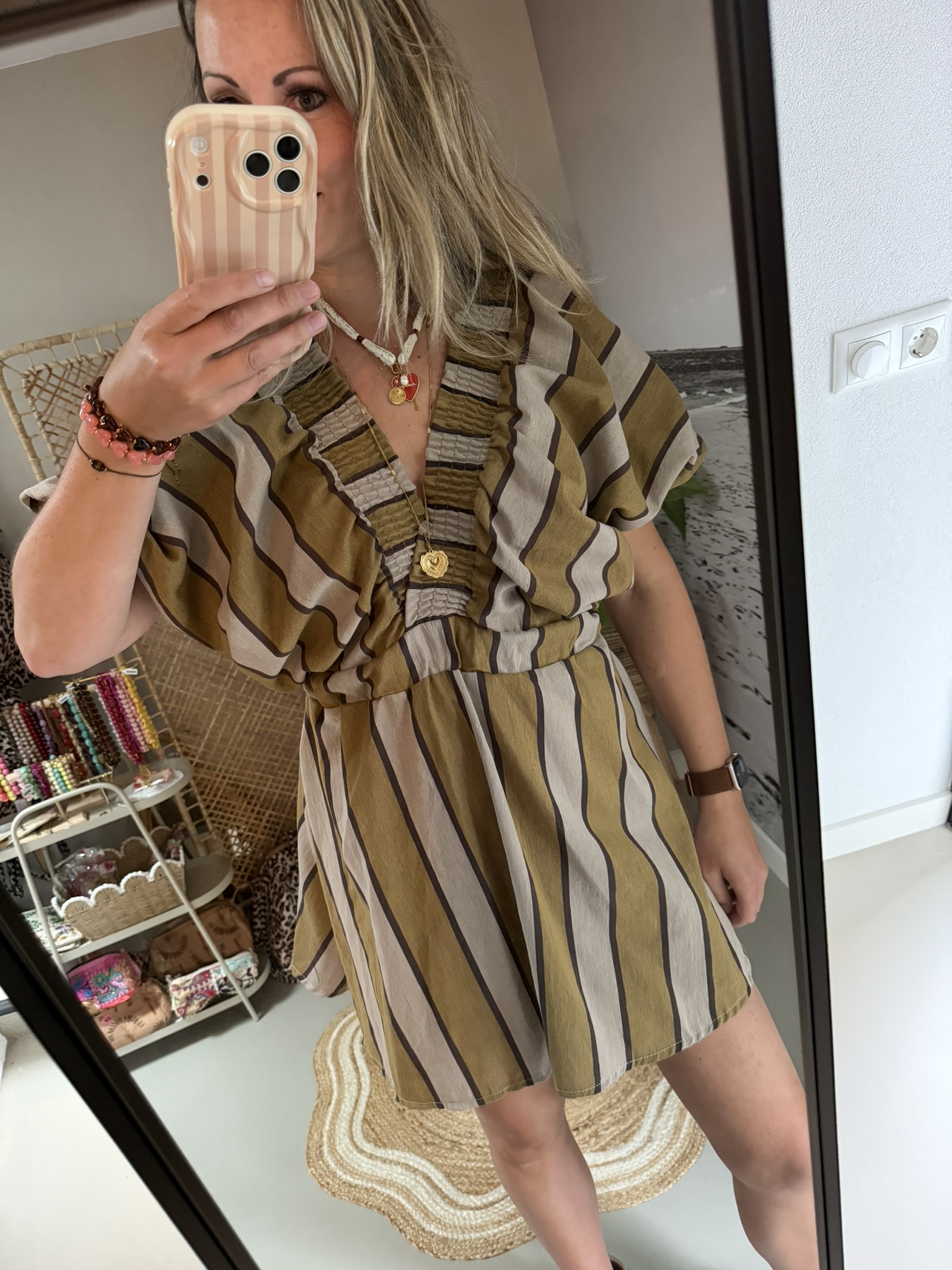Jurkje streep - Olijfgroen/Taupe - Afbeelding 3